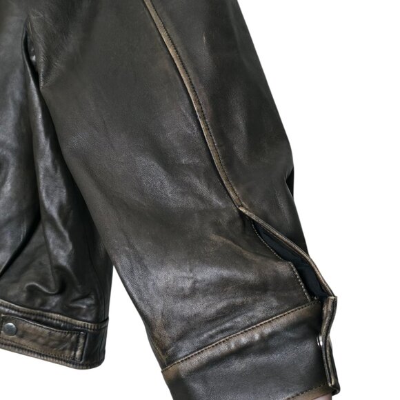 Reformation‎ Veda Marco Pitstop Brown Leather Oversized Bomber Jacket Size XL - Picture 12 of 16